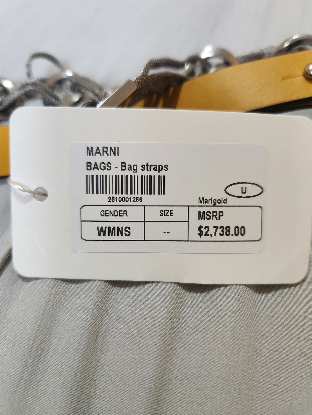 Authentic Marni Two Tone Leather Bag Strap Marigold NWT - Picture 2 of 9